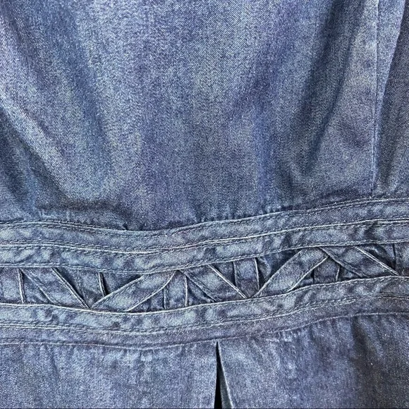 Free People New Romantics Highland Denim Dress Cut Outs Size 0 - Picture 10 of 12